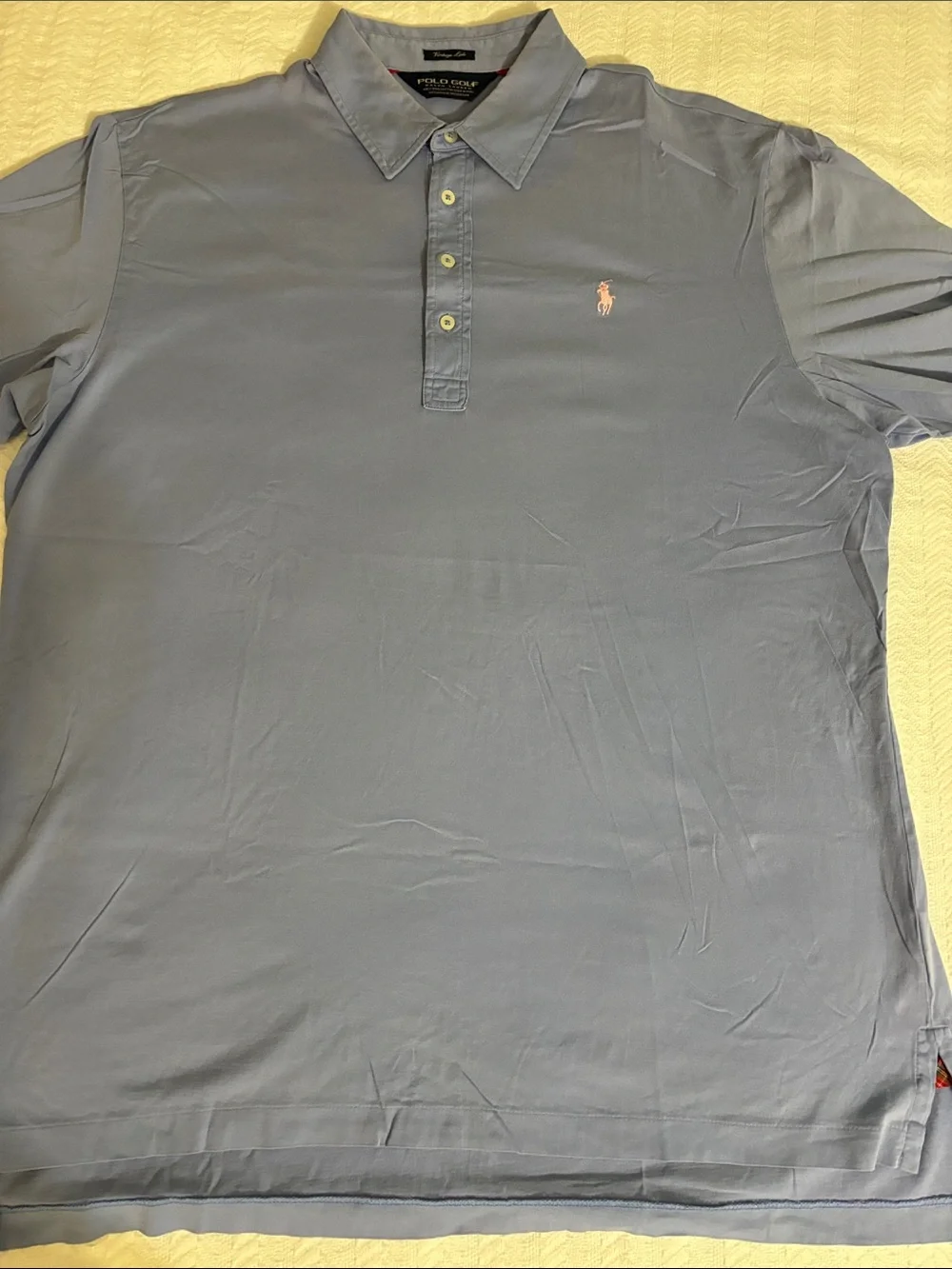 Ralph Lauren Polo Golf Men's Light Blue Vintage Polo with Pink Pony